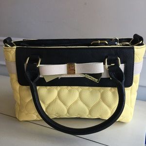Betsey Johnson yellow Mini belted tote